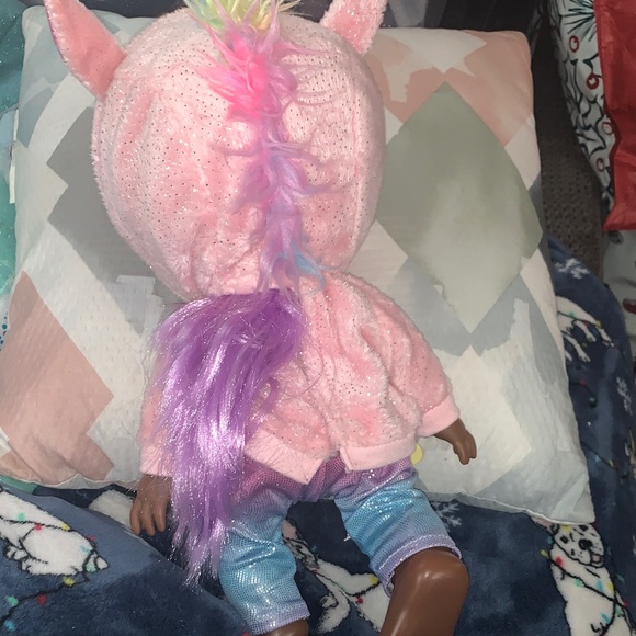 Rainbow Hoodie Doll with Pink and Blue Outfit - Picture 2 of 8